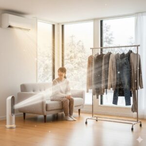 エアコン暖房と併用する位置